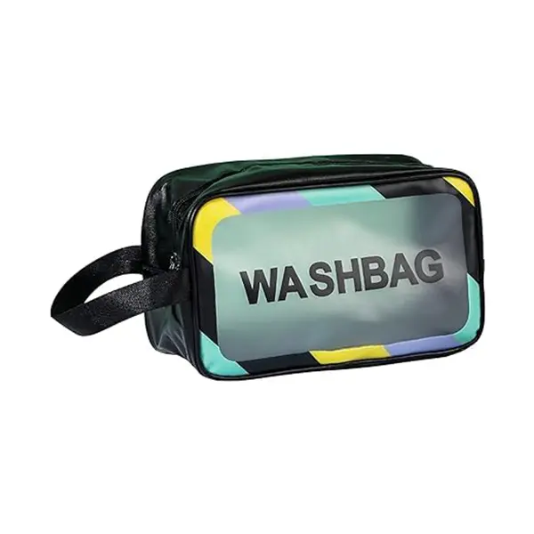 Washbag Cosmetics Makeup Portable Bag average black واش بگ متوسط طرح دار مشکی