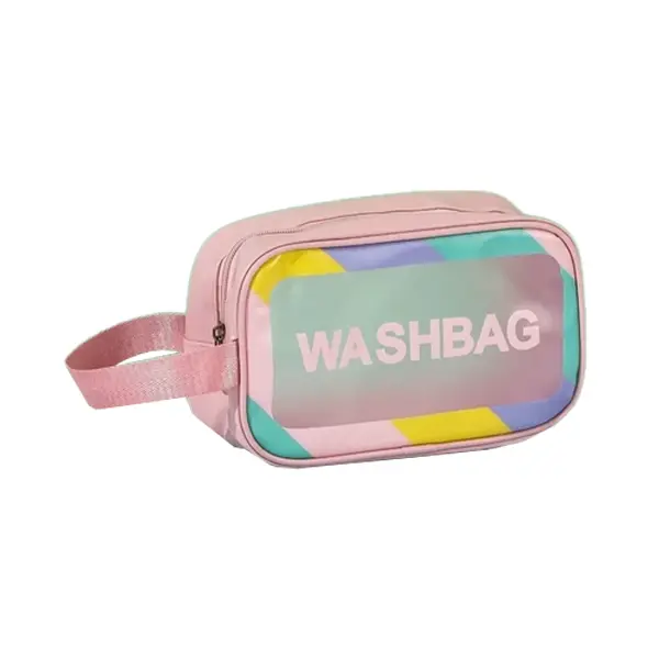 Washbag Cosmetics Makeup Portable Bag pink1 واش بگ متوسط طرح دار صورتی
